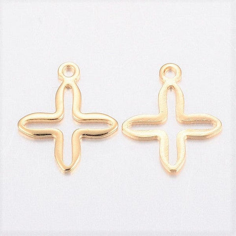 BeadsBalzar Beads & Crafts (SC7039A) 304 Stainless Steel Charms, Cross, Golden 13mm (5 PCS)