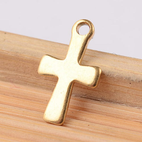 BeadsBalzar Beads & Crafts (SC7040A) 304 Stainless Steel Cross, Golden 7X12mm (5 pcs)