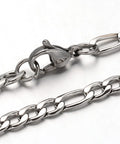 BeadsBalzar Beads & Crafts (SC7117A) 304 Stainless Steel Figaro Chain Necklaces, 55cmlong, 4mm wide