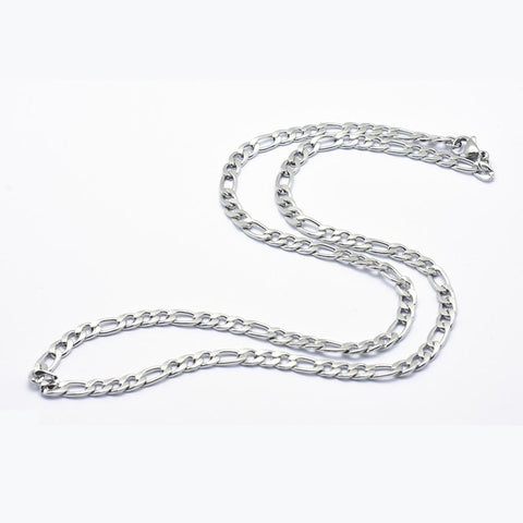 BeadsBalzar Beads & Crafts (SC7119B) 304 Stainless Steel Figaro Chain Necklaces, 50cm