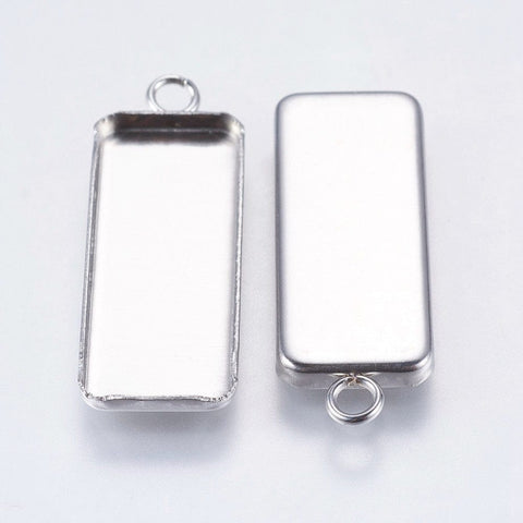 BeadsBalzar Beads & Crafts (SC7180A) 304 Stainless Steel Pendant Cabochon Settings, 11x30mm (5 PCS)