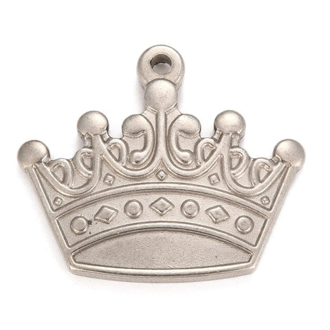 BeadsBalzar Beads & Crafts (SC7549P) 304 Stainless Steel Pendants, Crown, 36x30mm (2 PCS)