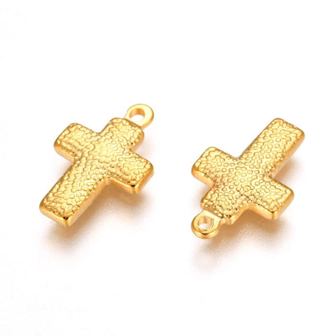 BeadsBalzar Beads & Crafts (SC7550G) 304 Stainless Steel Pendant, Cross, Golden 10x16mm (2 PCS)