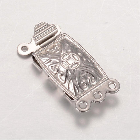 BeadsBalzar Beads & Crafts (SC7693-03) Rectangle 304 Stainless Steel Box Clasps, 9x20mm (4 SETS)