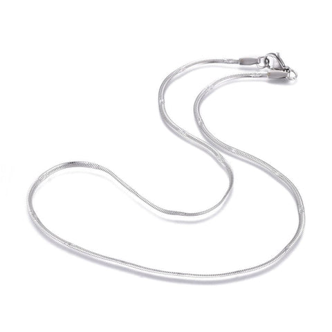 BeadsBalzar Beads & Crafts (SC7948-P) 304 Stainless Steel Flat Snake Chain Necklace Textured, (42.5cm)