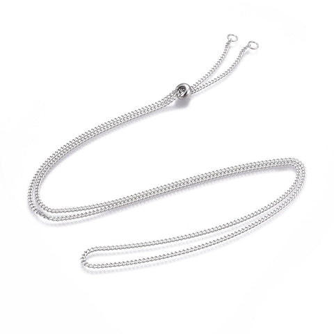 BeadsBalzar Beads & Crafts (SC8552-P) Adjustable 304 Stainless Steel Slider Necklace and Slider Stopper Beads (76cm)