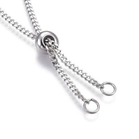 BeadsBalzar Beads & Crafts (SC8552-P) Adjustable 304 Stainless Steel Slider Necklace and Slider Stopper Beads (76cm)