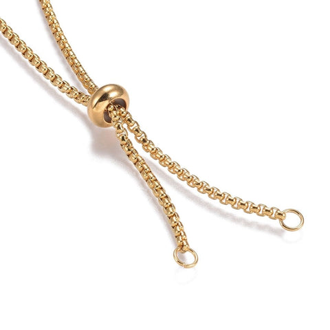BeadsBalzar Beads & Crafts (SC8553-G) Adjustable 304 Stainless Steel Slider Necklaces, with Slider Stopper Beads, Golden (75.4cm)