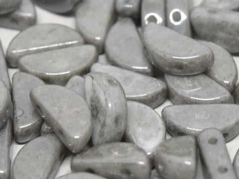 BeadsBalzar Beads & Crafts (SCB-03000-14449) SEMI CIRCLE BEADS 5 X 10 MM CHALK WHITE GREY LUSTER