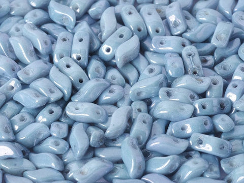 BeadsBalzar Beads & Crafts (SD-03000-14464) STORMDUO 3 X 7 MM CHALK WHITE BABY BLUE LUSTER