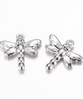 BeadsBalzar Beads & Crafts (SD5530) 304 Stainless Steel Charms, Dragonfly, Stainless Steel 16MM (5 PCS)