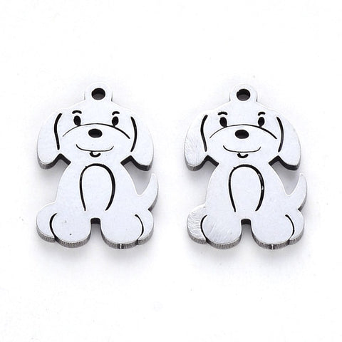 BeadsBalzar Beads & Crafts (SD6933A) 304 Stainless Steel Pendants, Laser Cut, Dog 17MM (5 PCS)