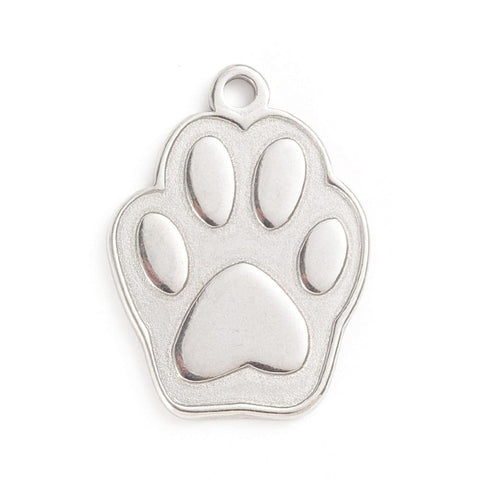 BeadsBalzar Beads & Crafts (SD6934A) 304 Stainless Steel Pendants, Dog Paw Print, 30X22MM (2 PCS)