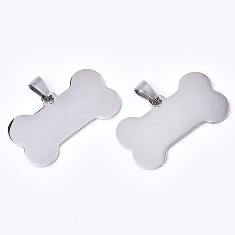 BeadsBalzar Beads & Crafts (SD7847-40) 304 Stainless Steel Pendants, Laser Cut, Dog Bone,  23x40mm (2 PCS)