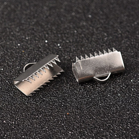 BeadsBalzar Beads & Crafts (SE4626) 304 Stainless Steel Ribbon Ends 15MM (6 PCS)