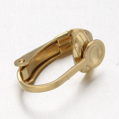 BeadsBalzar Beads & Crafts (SE4703) 304 Stainless Steel Clip-on Earring Components, Golden (2 PCS)