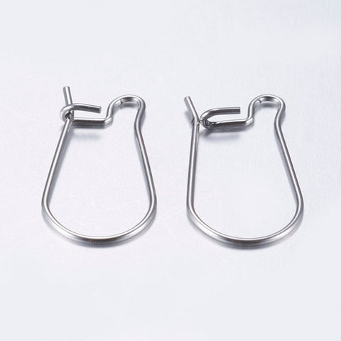 BeadsBalzar Beads & Crafts (SE6124A) 304 Stainless Steel Hoop Earrings, 12mm wide, 20mm long (10 pcs)