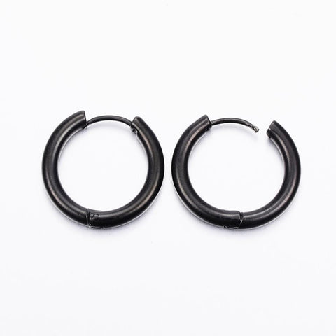 BeadsBalzar Beads & Crafts (SE6446A) 304 Stainless Steel Hoop Earrings, Gunmetal Size: about 21mm wide, ( 1 PAIR)