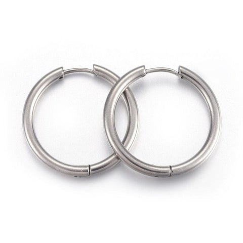 BeadsBalzar Beads & Crafts (SE6477A) 304 Stainless Steel Hoop Earrings,  25mm wide, 24.5mm long (1 PAIR)