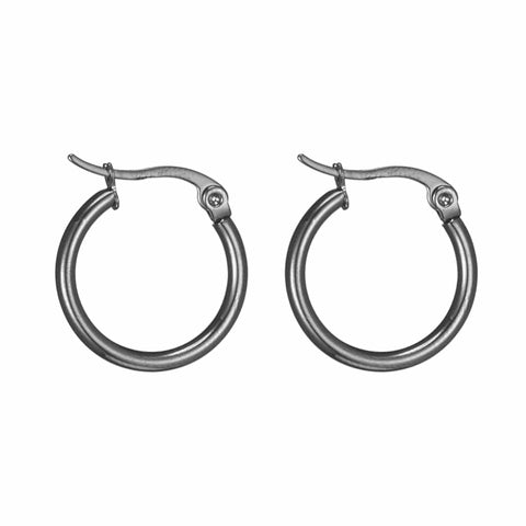 BeadsBalzar Beads & Crafts (SE6700A) 304 Stainless Steel Hoop Earrings, Gunmetal Size: about 19~21mm in diameter (2 PAIRS)