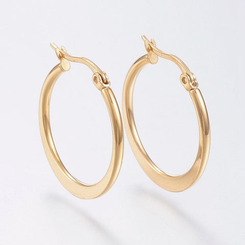 BeadsBalzar Beads & Crafts (SE7052-X) 304 Stainless Steel Hypoallergenic Earrings, Golden (2 pairs)