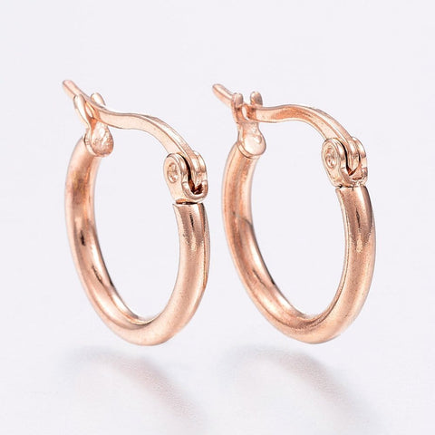 BeadsBalzar Beads & Crafts (SE7325-12RG) 304 Stainless SteelHypoallergenic Earrings, Rose Gold 14~16mm (2 PAIRS)