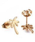 BeadsBalzar Beads & Crafts (SE7415G) 304 Stainless Steel Stud Earrings, Coconut Tree, Golden (2 PAIRS)