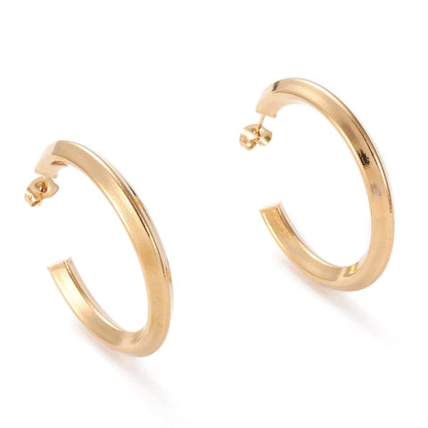 BeadsBalzar Beads & Crafts (SE7470G) 304 Stainless Steel Stud Earrings, Golden 50mm (1 PAIR)