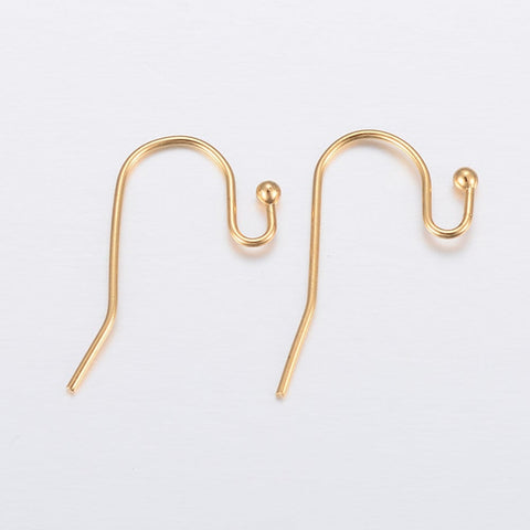 BeadsBalzar Beads & Crafts (SE8094-01G) Ion Plating(IP) 304 Stainless Steel Earring Hooks, Golden S21x12mm (6 PCS)