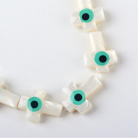 BeadsBalzar Beads & Crafts Sea Shell Beads, with Resin, Cross, LightSeaGreen 12MM (CR5166)