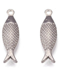 BeadsBalzar Beads & Crafts (SF7551-X) 304 Stainless Steel Pendant, Fish, 6x21mm (2 pcs)