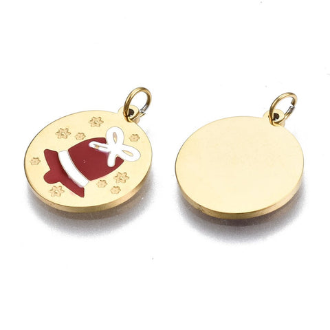 BeadsBalzar Beads & Crafts (SF7786B) 316 Surgical Stainless Steel Enamel Charms for Christmas 13x12mm(1 PC)