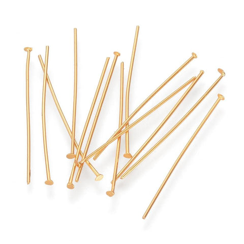 BeadsBalzar Beads & Crafts (SH4765A) 304 Stainless Steel Headpins, Golden 40mm, pin: 0.7mm  (+/-40PCS)