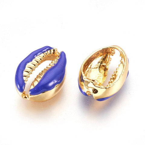 BeadsBalzar Beads & Crafts (SH5510B) Alloy Beads, with Enamel, Shell, BLUE , 19-20MM