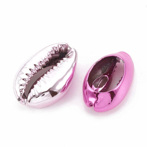 BeadsBalzar Beads & Crafts (SH5512E) Electroplated Sea Shell Beads, Cowrie Shells, Violet 17-21MM