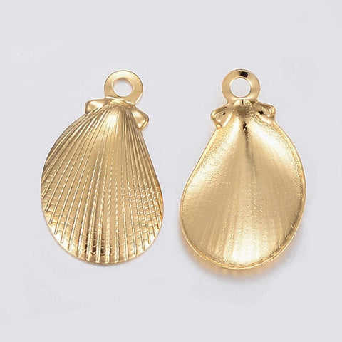 BeadsBalzar Beads & Crafts (SH5518) 304 Stainless Steel Charms, Shell, Golden 12MM (10 PCS)