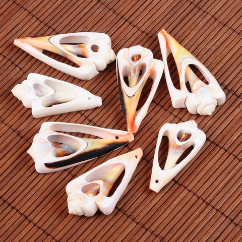 BeadsBalzar Beads & Crafts (SH5640) Spiral Shell Pendants, Dyed, LightCoral Size: about 44~58mm long,