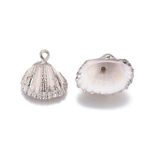 BeadsBalzar Beads & Crafts (SH5709B)  Shell, Platinum, Platinum Size: about 18~25mm wide, 17~23mm long,
