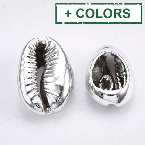 BeadsBalzar Beads & Crafts (SH5744-X) Cowrie Shell Beads, with UV Plated, 13~16mm long, (5 PCS)
