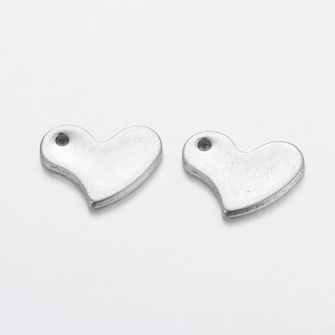 BeadsBalzar Beads & Crafts (SH6107A) 304 Stainless Steel Blank , Heart 9mm long, 11mm wide (10 PCS)