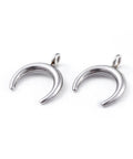 BeadsBalzar Beads & Crafts SH6679A ST. STEEL COLOR (SH6679X) 304 Stainless Steel pendant, Double Horn-Crescent Moon,14.5mm (4 PCS)