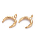 BeadsBalzar Beads & Crafts SH6679B GOLDEN (SH6679X) 304 Stainless Steel pendant, Double Horn-Crescent Moon,14.5mm (4 PCS)