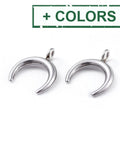 BeadsBalzar Beads & Crafts (SH6679X) 304 Stainless Steel pendant, Double Horn-Crescent Moon,14.5mm (4 PCS)