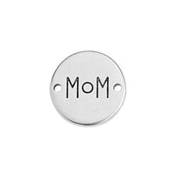 BeadsBalzar Beads & Crafts SILV.ANT. (GQM8514-S) (GQM8514-X) Alloy Round motif Mom with 2 holes 15.5mm (2 PCS)