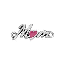 BeadsBalzar Beads & Crafts SILV.ANT. /PINK (GQM8519S) (GQM8519-X) Alloy Motif mom with heart with 2 rings 10x23mm (2 PCS)