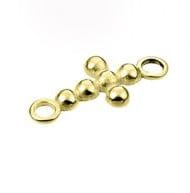 BeadsBalzar Beads & Crafts SILVER 925 - 3 MICRON GOLD PLATED (925-C114-3GP) (925-C114-X) SILVER 925 10MM ENAMELLED EYE CHARMS WHITE/BLUE 2 RINGS (1 PC)