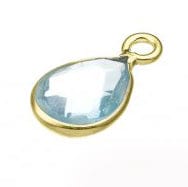 BeadsBalzar Beads & Crafts SILVER 925 - 3 MICRON GOLD PLATED (925-D105-3GP) (925-D105-X) SILVER 925 6MM SKY BLUE TOPAZ HYDROTHERMAL QUARTZ SET DROP SHAPED BRIOLETTES RING (1 PC)