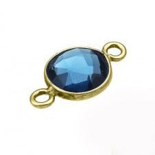 BeadsBalzar Beads & Crafts SILVER 925-3 MICRON GOLD PLATED (925-L106-3GP) (925-L106-X) SILVER 925 8MM LONDON BLUE TOPAZ ROUND SET BRIOLETTES 2 RINGS (1 PC)