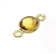 BeadsBalzar Beads & Crafts SILVER 925 - 3 MICRON GOLD PLATED (925-L107-3GP) (925-L107-X) SILVER 925 6MM SET CITRINE HYDROTHERMAL QUARTZ BRIOLETTES 2 RINGS (1 PC)