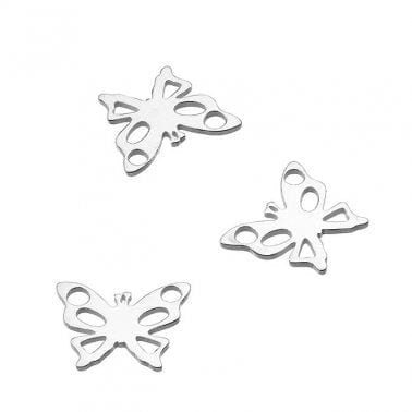 BeadsBalzar Beads & Crafts SILVER 925 (925-BP65-) (925-BP65-S) SILVER 925 7MM LASER CUT BUTTERFLY CHARMS (2 PCS)
